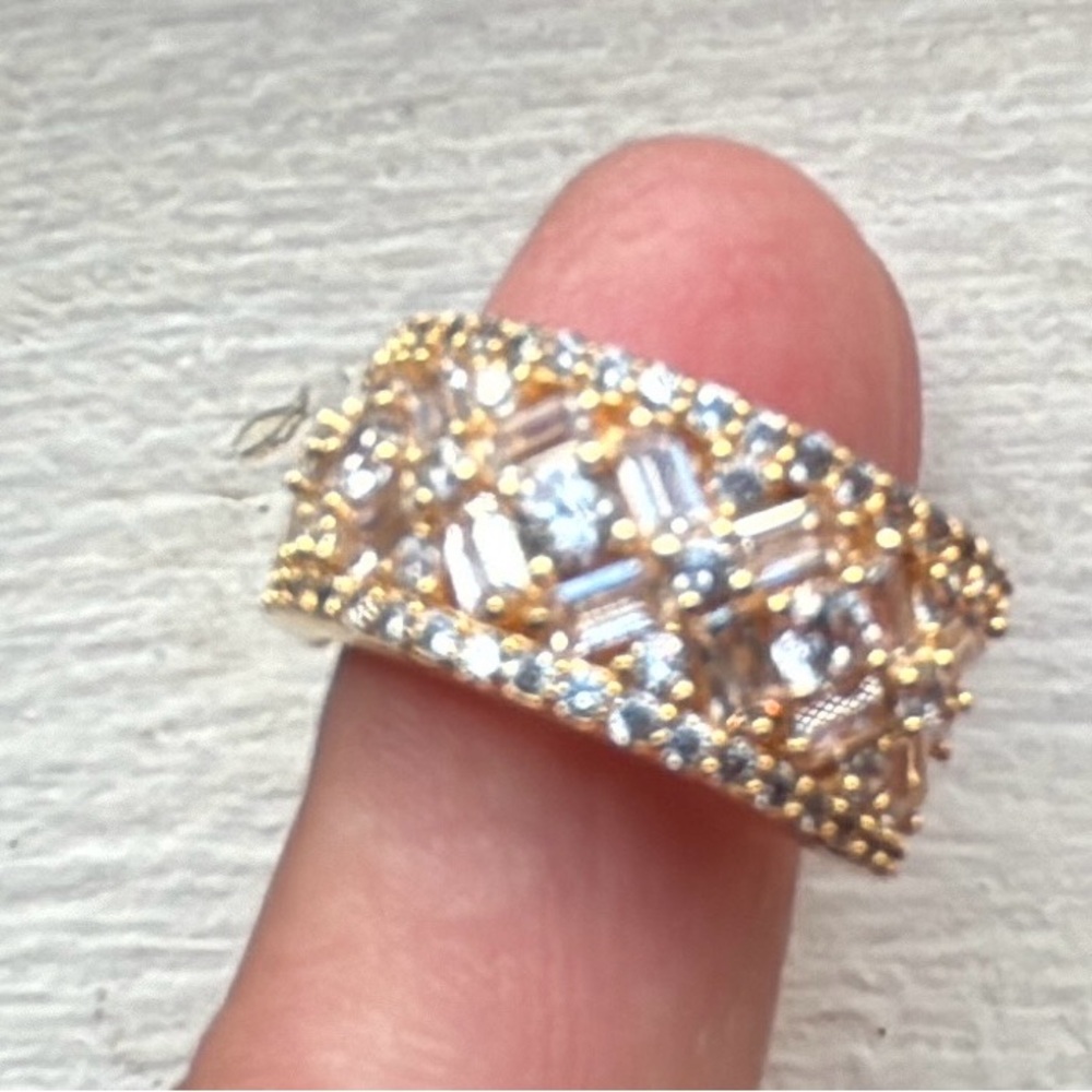 Gold Over Solid Sterling Silver Cz Ring - image 1